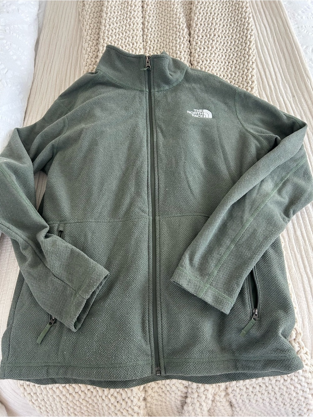 The North Face Olive Green Zip-Up Fleece Jacket
